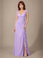 Chiffon Mother of the Bride Dress with Lace Appliques 