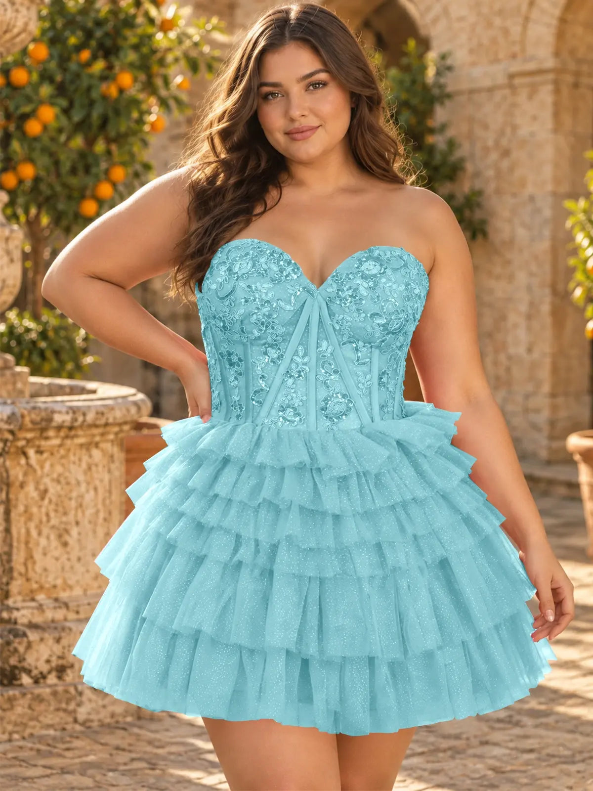 Sparkle Sweetheart Mini Gown Dress-Plus Size 