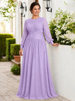 Chiffon Mother of the Bride Dress with Jewel Neckline-Plus Size 
