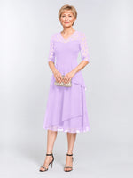 A-line Mother of the Bride Dress with Lace Sleeves 