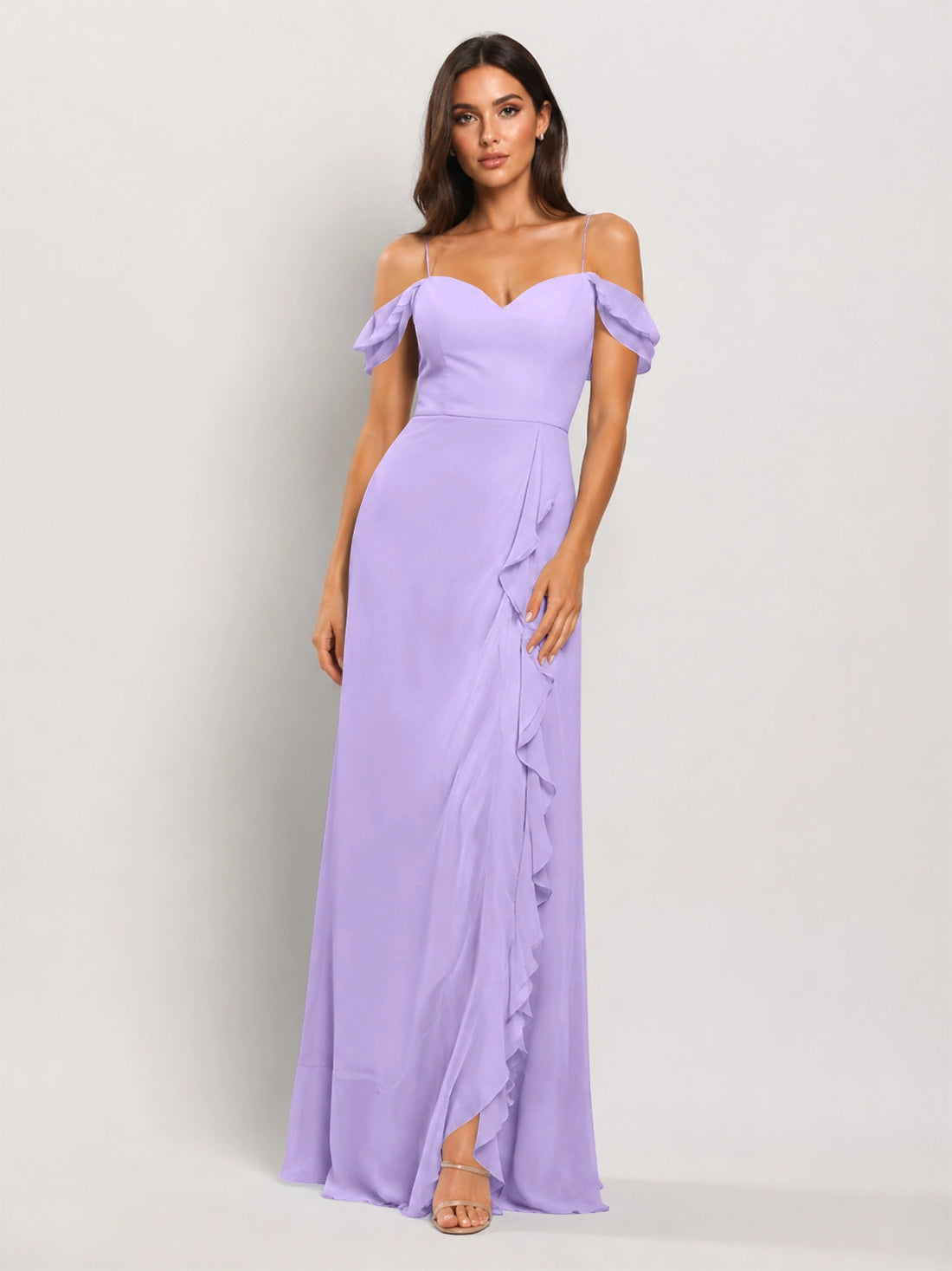 Sweetheart Neckline Bridesmaid Dress with Ruffled Details