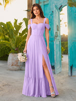 A-line Bridesmaid Dress with High Slit 