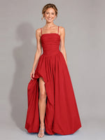 Iridescent Taffeta Prom Dress with High Slit 