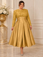 Sequined Mother Dress with Pockets-Plus Size 