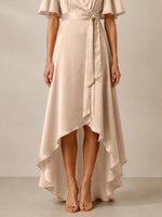 V-neck Bridesmaid Dress with Flutter Sleeves