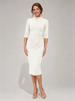 Sheath Mother of the Bride Dress with Mock Neckline 