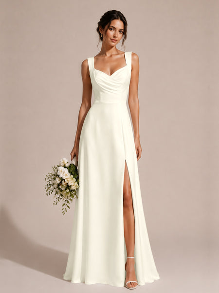 Sweetheart Neckline Bridesmaid Dress with Wide Straps