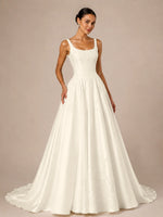 Stretch Crepe Wedding Dress with Lace Embroidery 