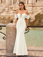 Off-the-Shoulder Prom Dress with 3D Floral Straps 