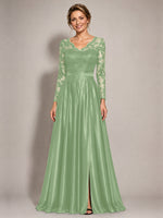 Satin Mother of the Bride Dress with Appliques
