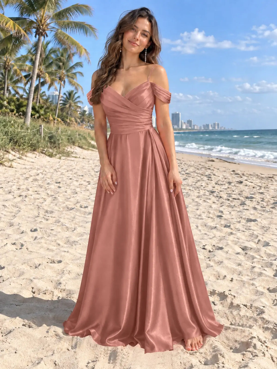 Silk-Like Pleated Prom Dress 