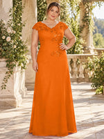 Sequin Applique Lace Shoulders Dress-Plus Size 