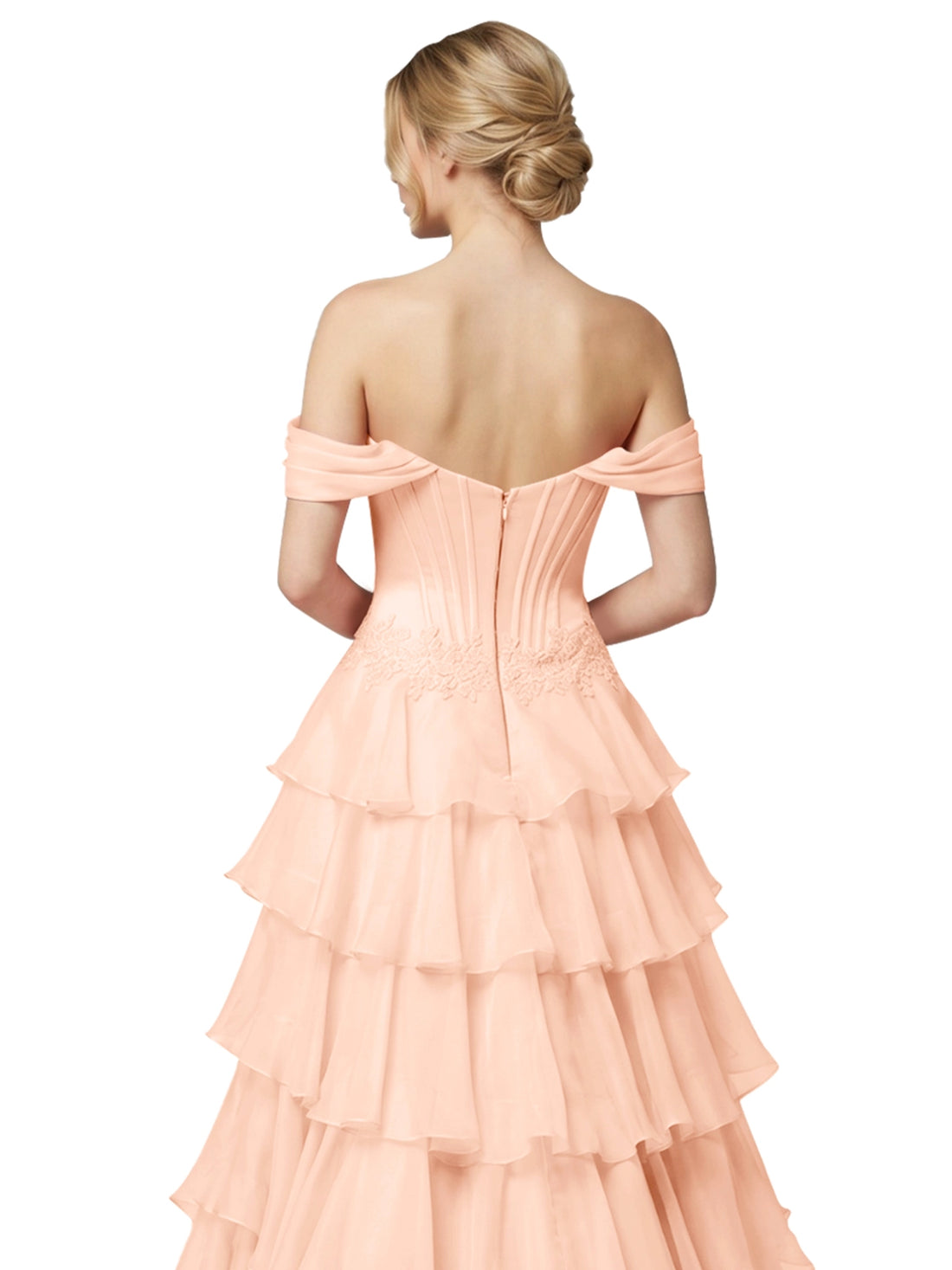 Tiered Off The Shoulder Prom Dress 