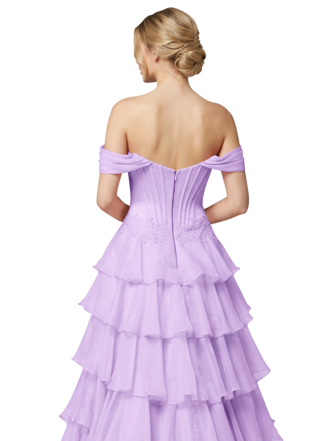Tiered Off The Shoulder Prom Dress 
