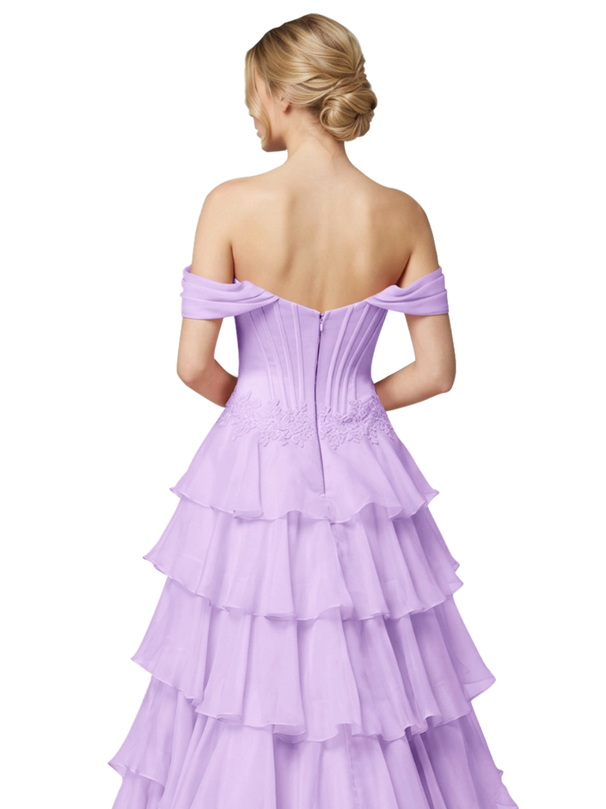 Tiered Off The Shoulder Prom Dress 
