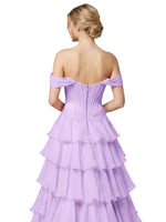 Tiered Off The Shoulder Prom Dress 