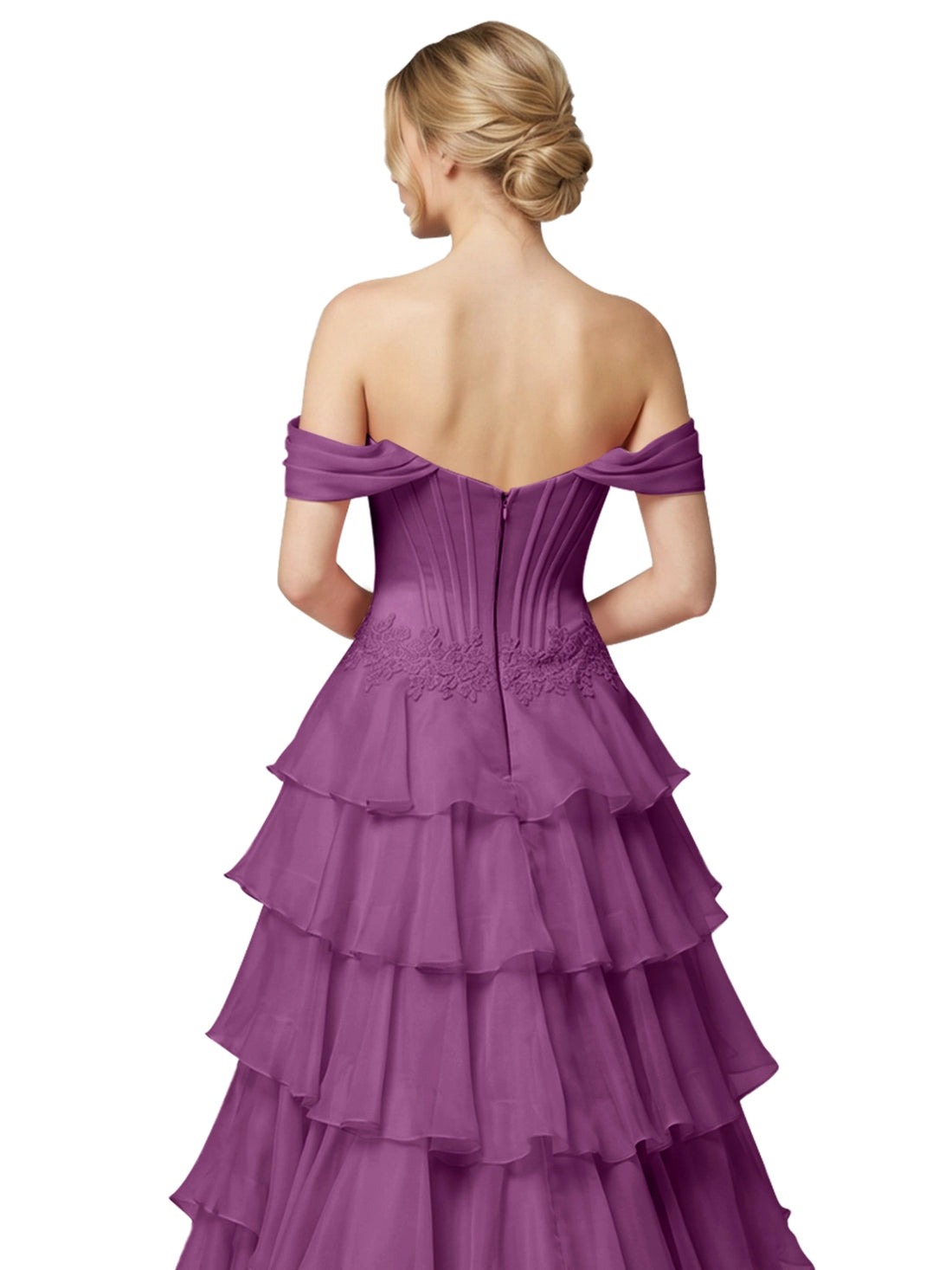 Tiered Off The Shoulder Prom Dress 