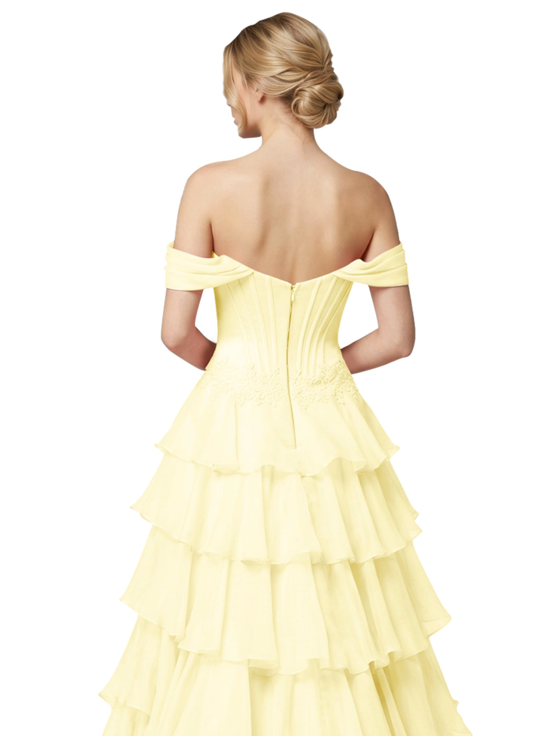 Tiered Off The Shoulder Prom Dress 