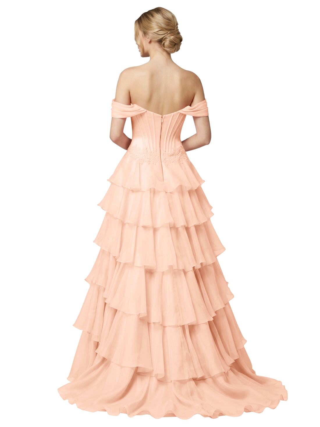 Tiered Off The Shoulder Prom Dress 