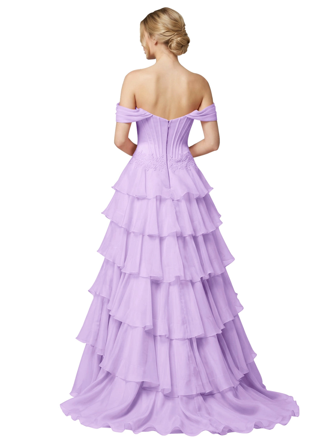 Tiered Off The Shoulder Prom Dress 