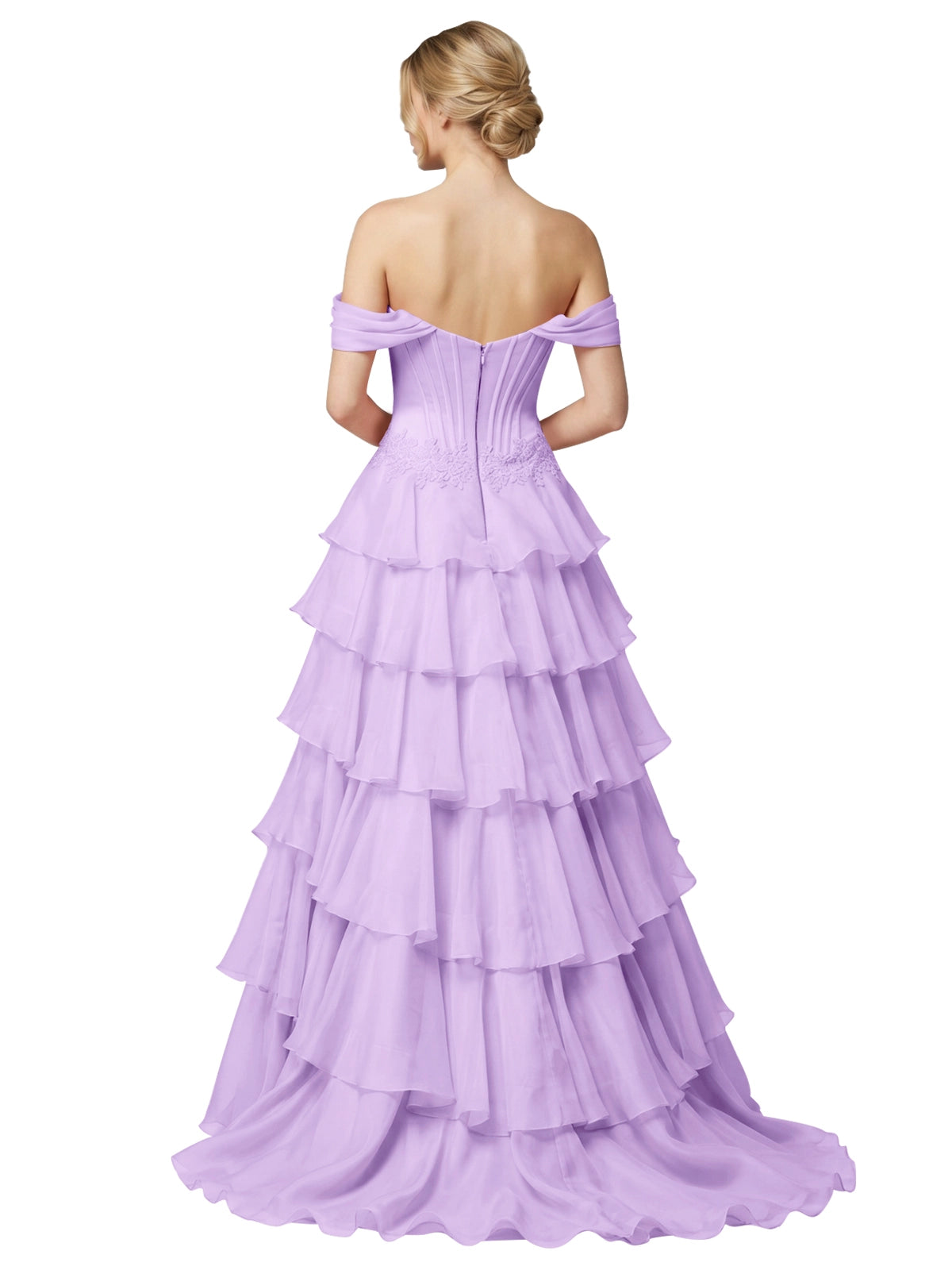 Tiered Off The Shoulder Prom Dress 