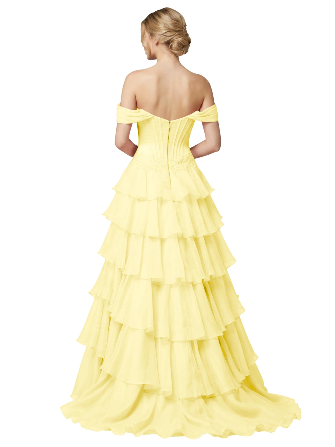 Tiered Off The Shoulder Prom Dress 