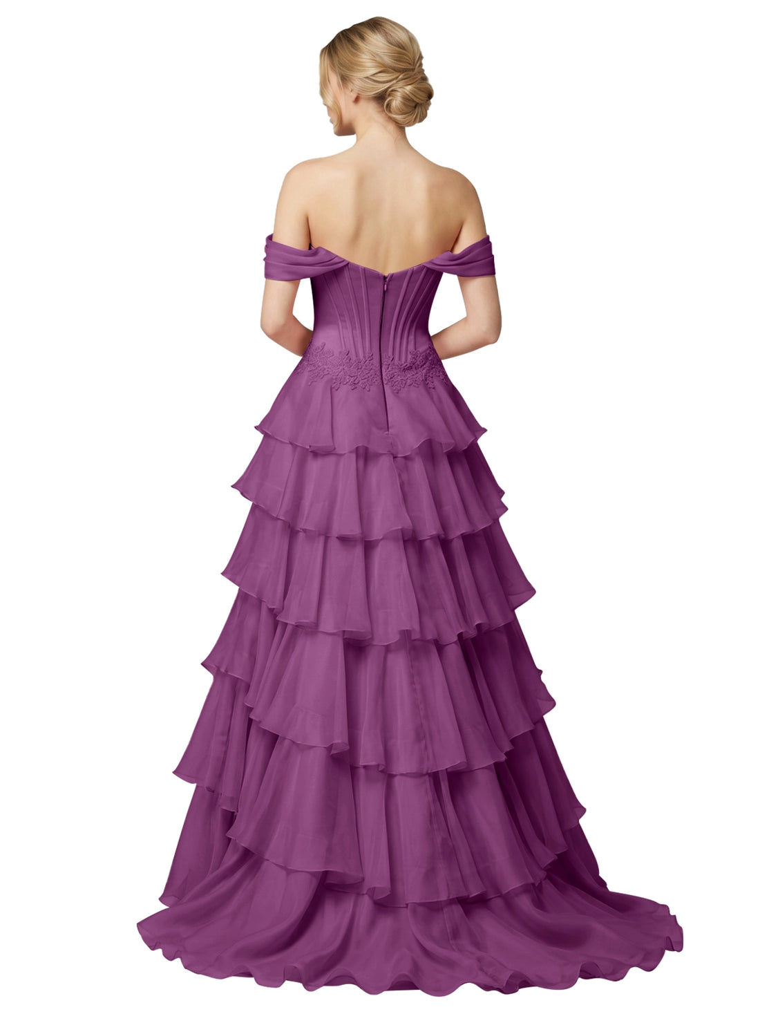 Tiered Off The Shoulder Prom Dress 