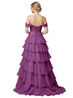 Tiered Off The Shoulder Prom Dress 