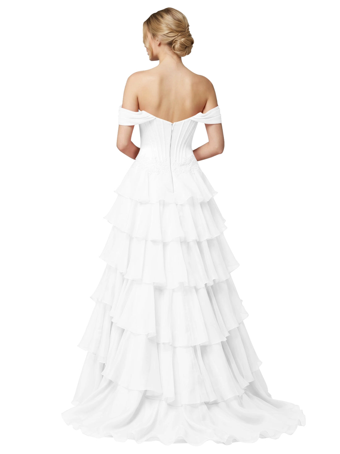 Tiered Off The Shoulder Prom Dress 