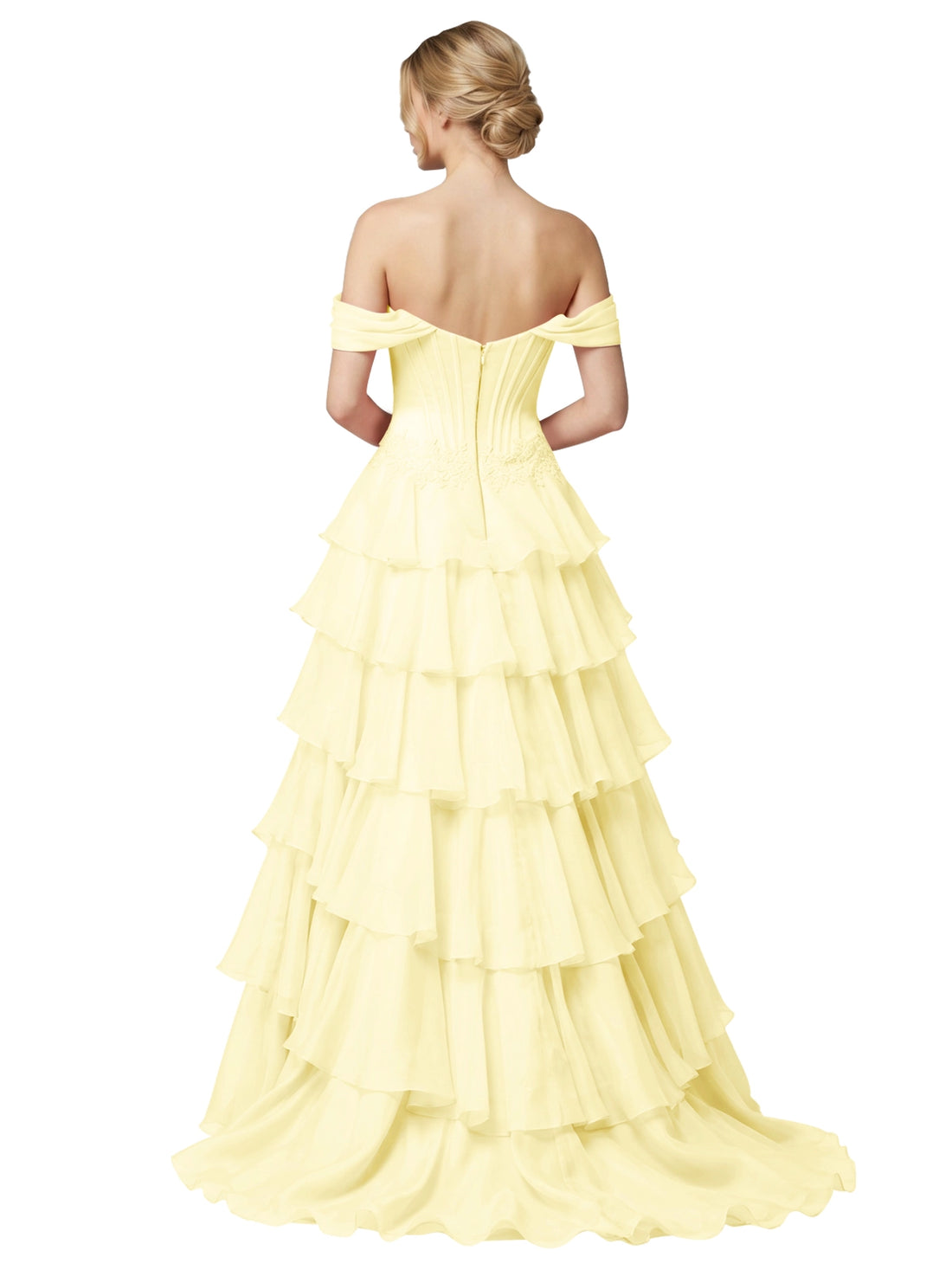Tiered Off The Shoulder Prom Dress 