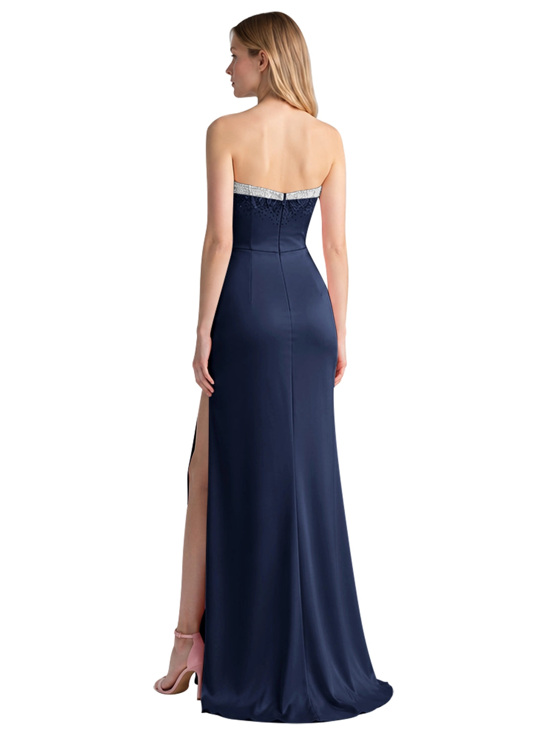 Beaded High Slit Prom Dress 