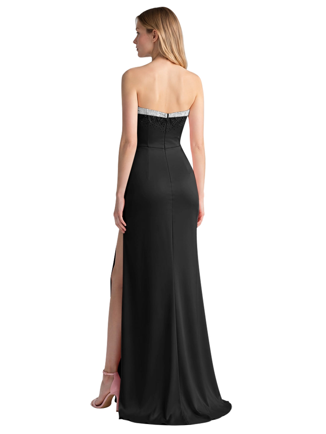 Beaded High Slit Prom Dress 