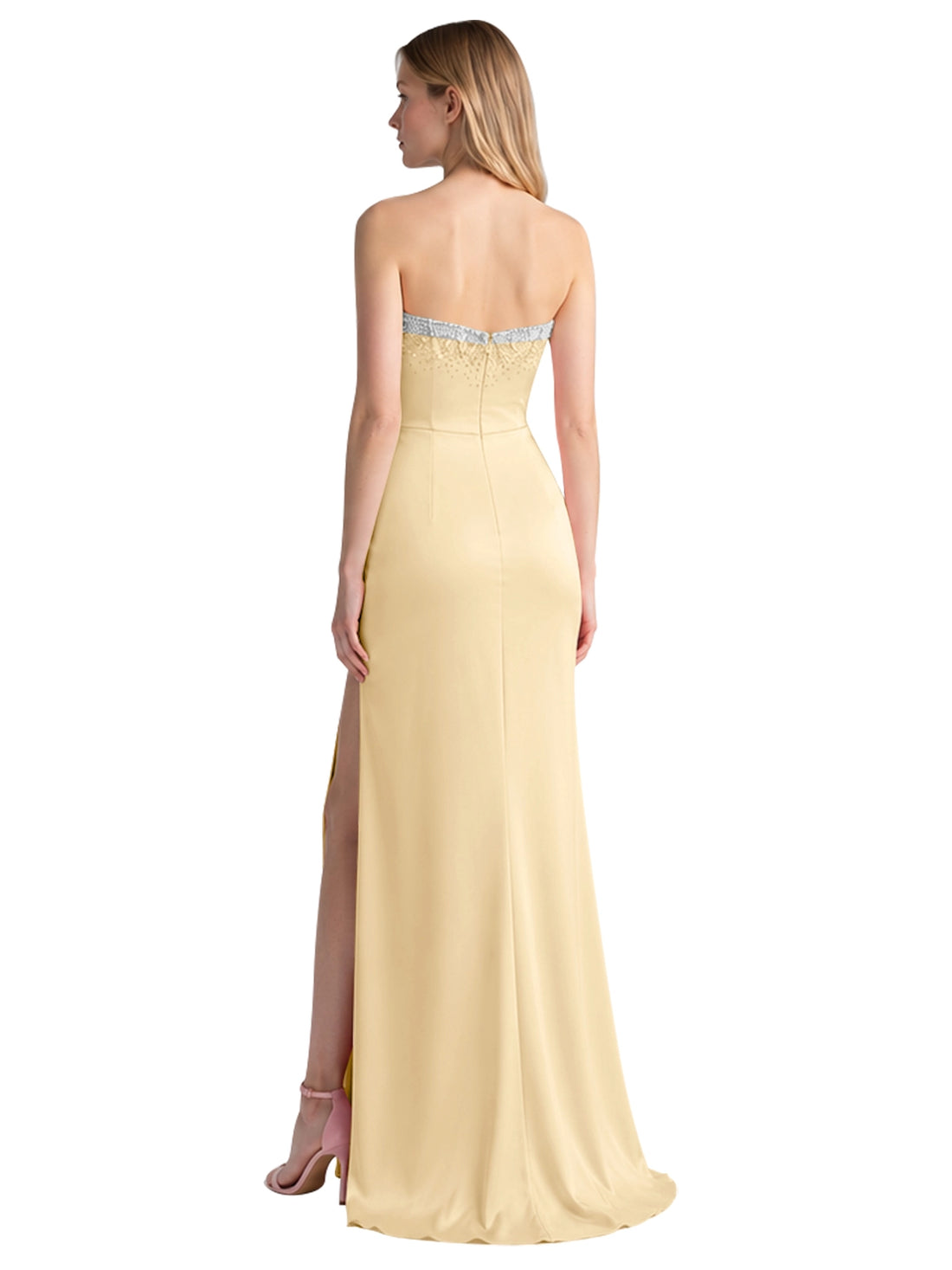 Beaded High Slit Prom Dress 