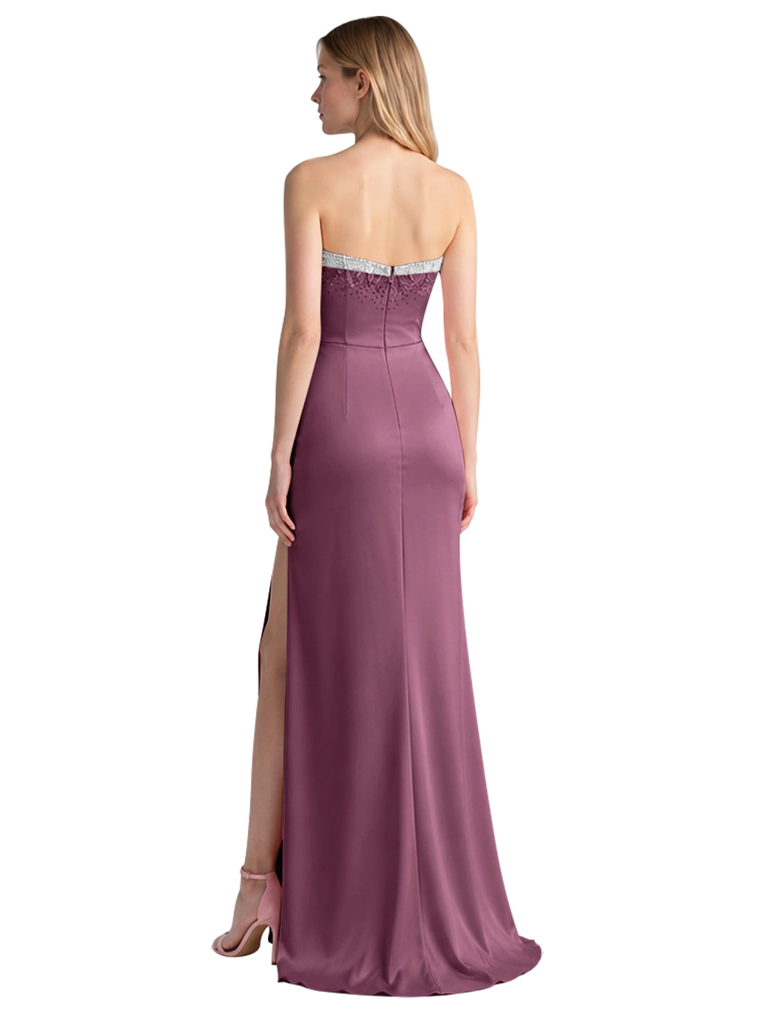 Beaded High Slit Prom Dress 