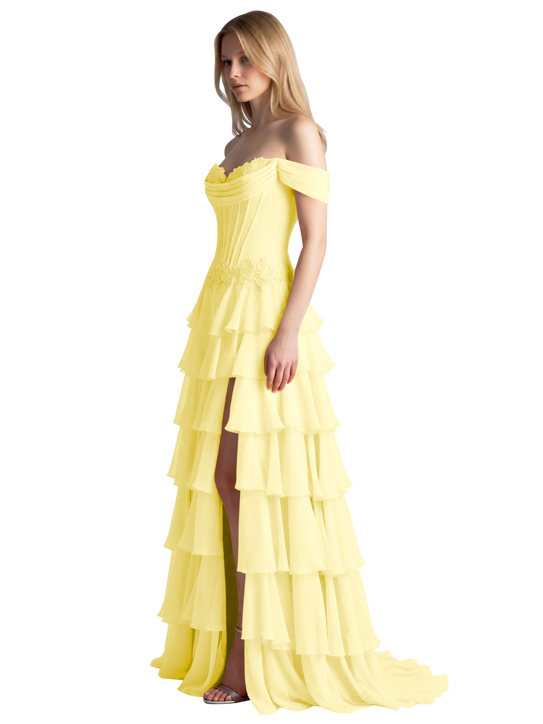 Tiered Off The Shoulder Prom Dress 