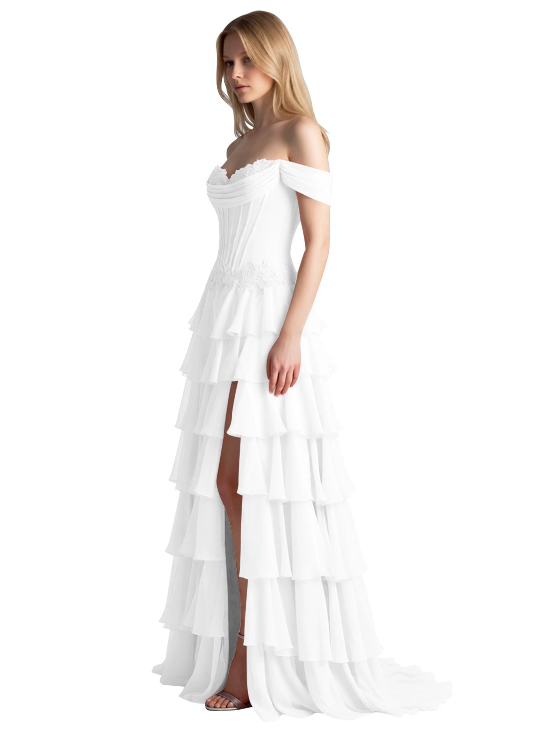 Tiered Off The Shoulder Prom Dress 