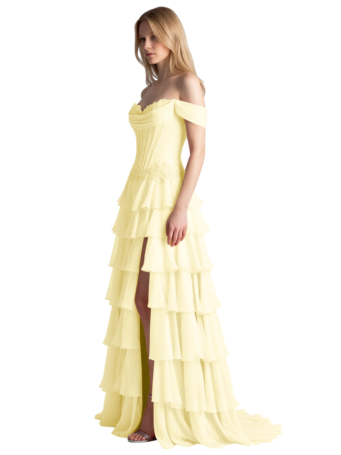 Tiered Off The Shoulder Prom Dress 