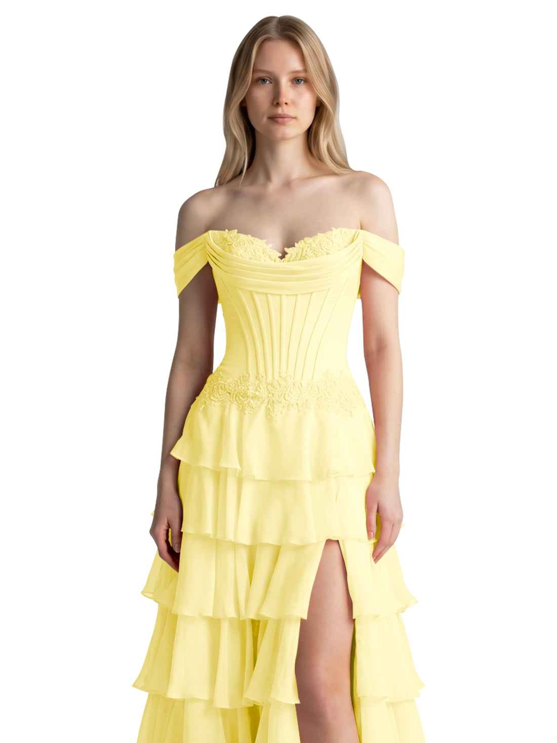 Tiered Off The Shoulder Prom Dress 