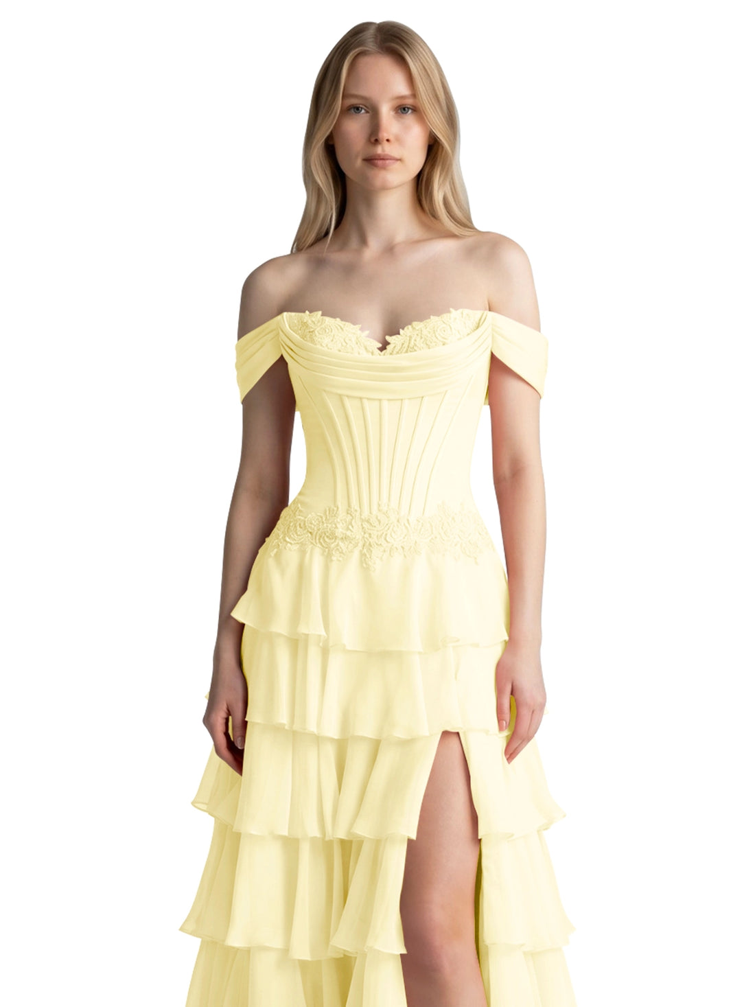 Tiered Off The Shoulder Prom Dress 