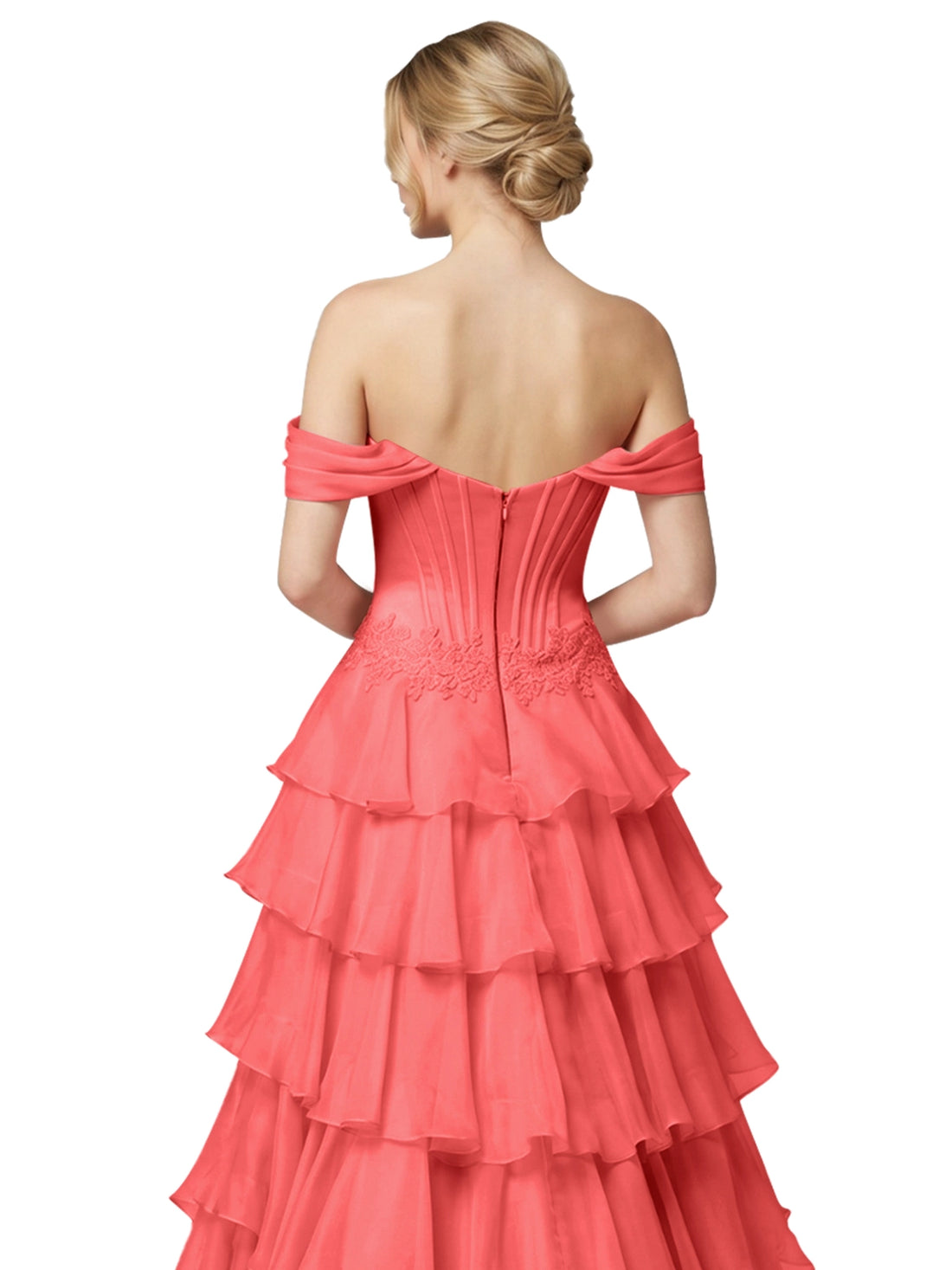 Tiered Off The Shoulder Prom Dress 