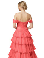Tiered Off The Shoulder Prom Dress 
