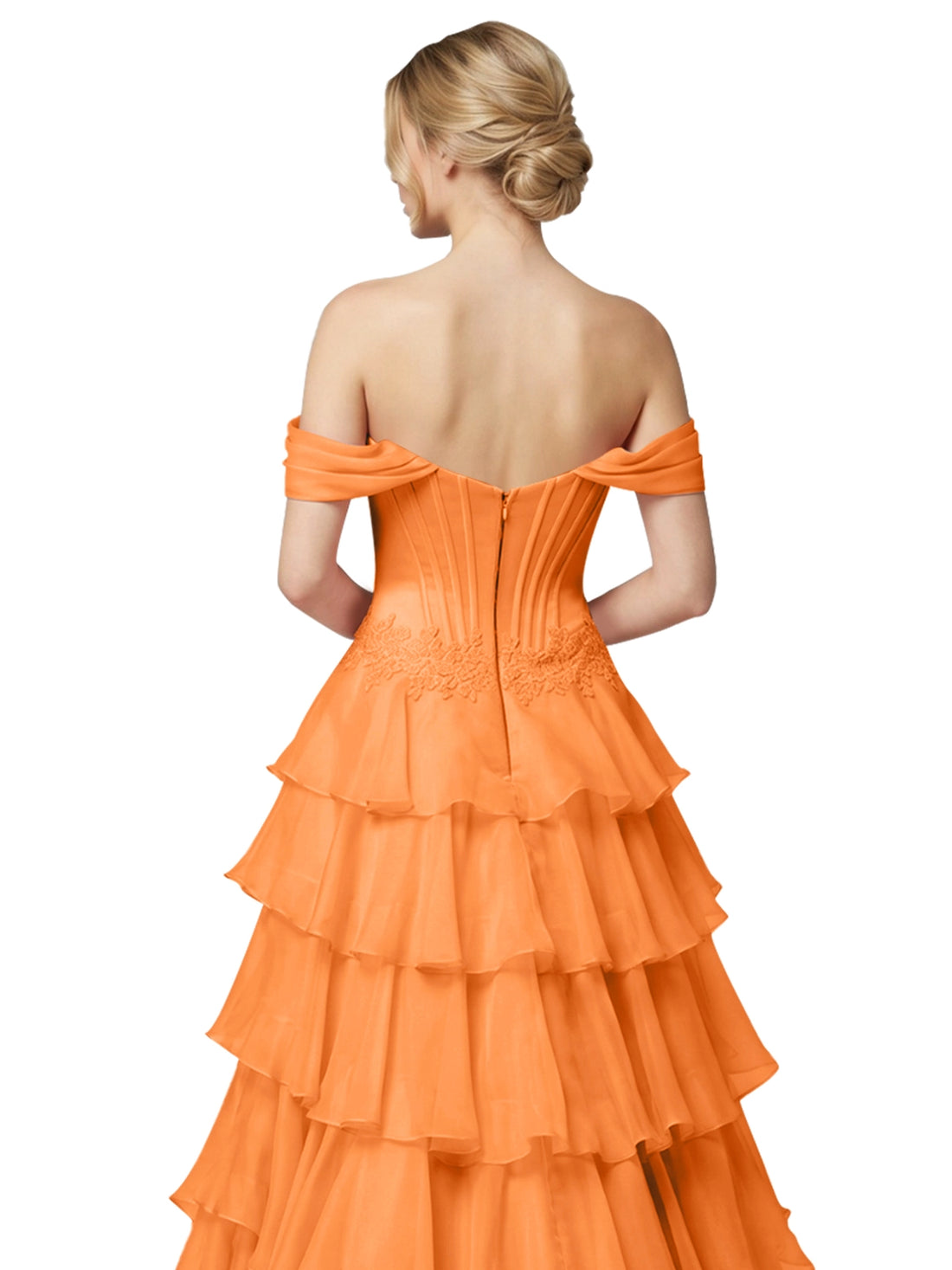 Tiered Off The Shoulder Prom Dress 