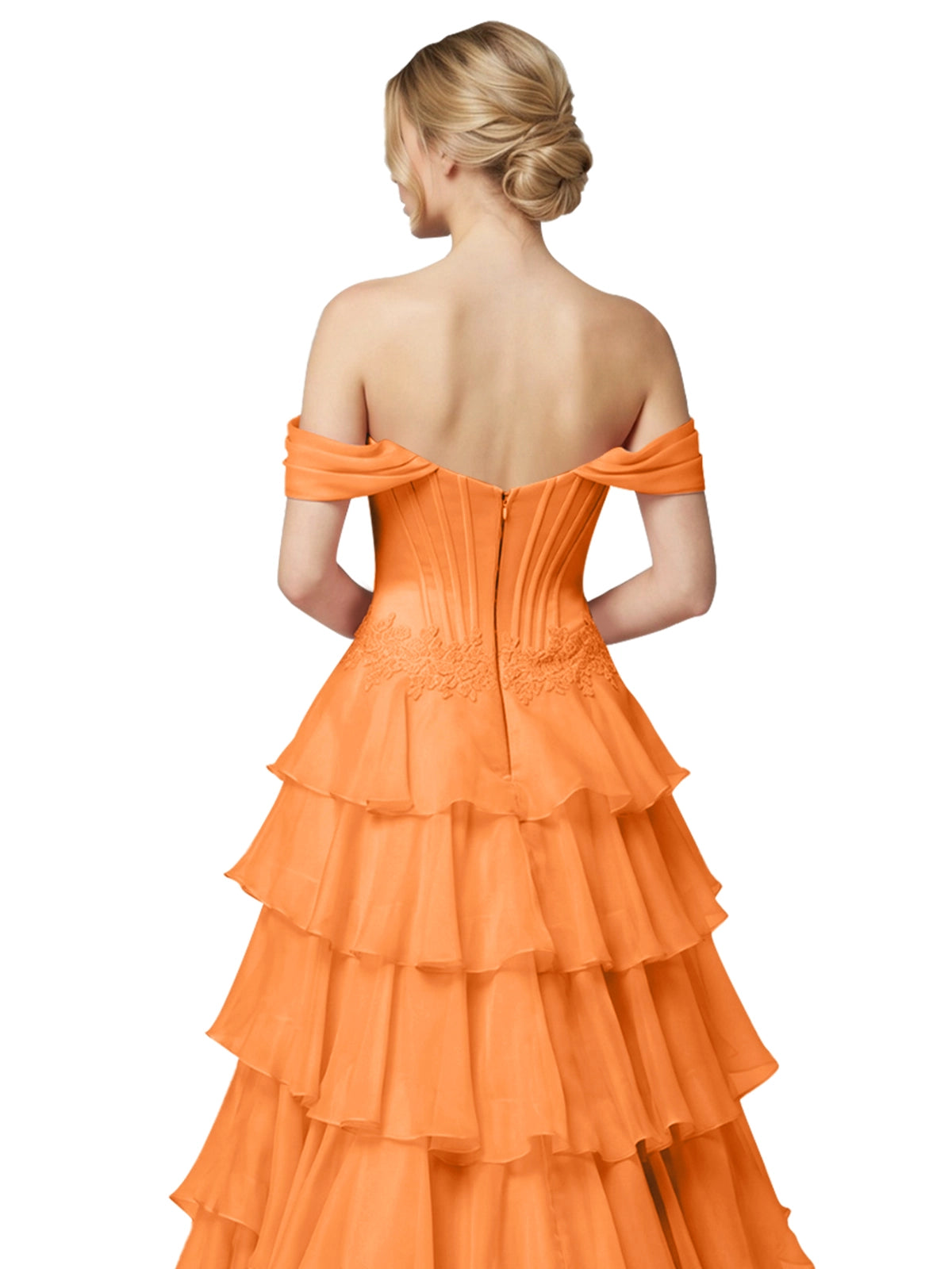 Tiered Off The Shoulder Prom Dress 