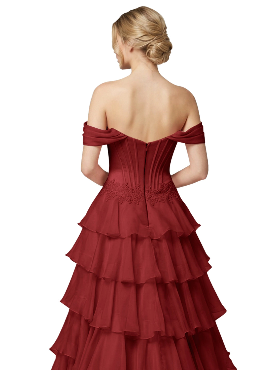 Tiered Off The Shoulder Prom Dress 