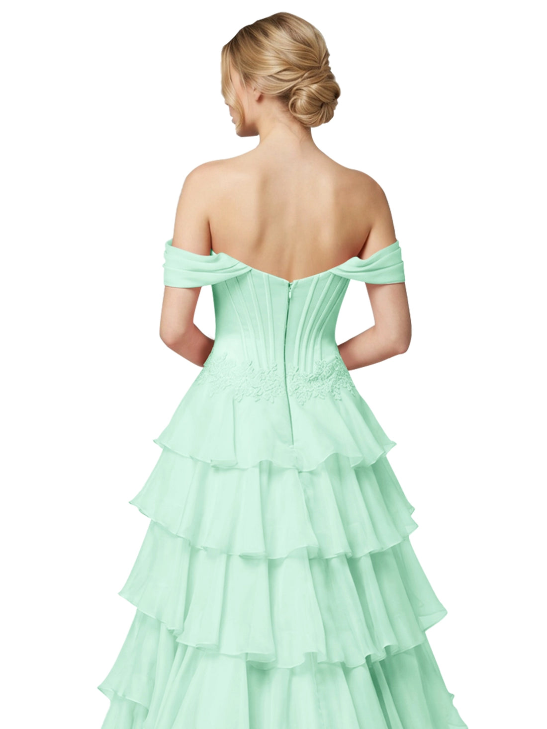 Tiered Off The Shoulder Prom Dress 