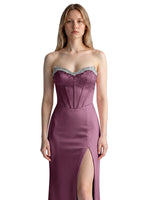 Beaded High Slit Prom Dress 