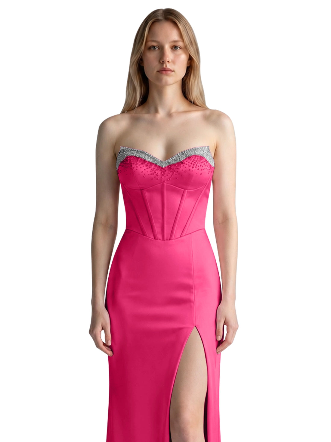 Beaded High Slit Prom Dress 