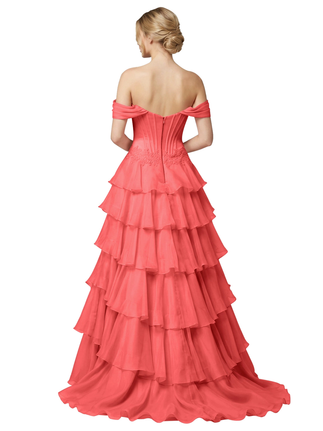 Tiered Off The Shoulder Prom Dress 
