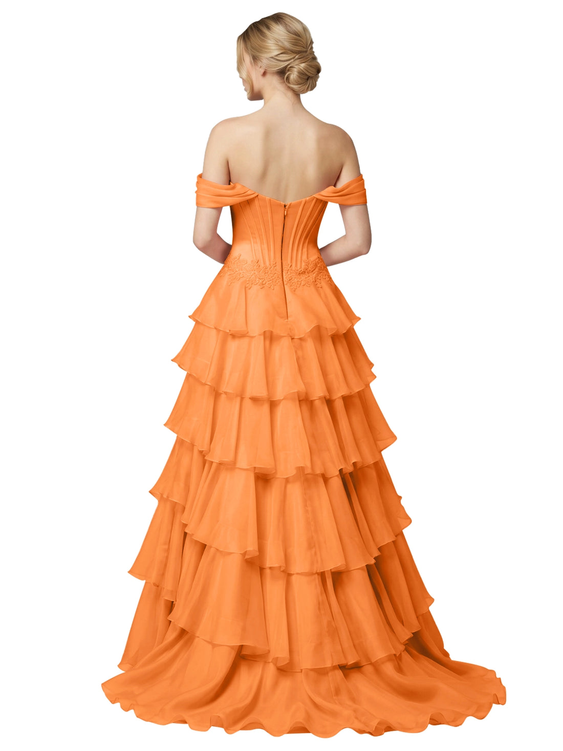 Tiered Off The Shoulder Prom Dress 