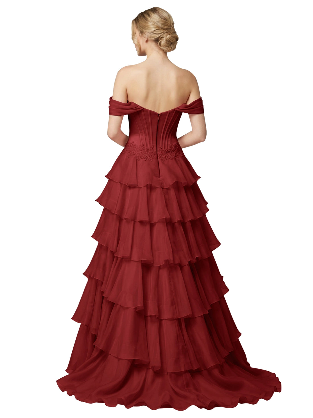 Tiered Off The Shoulder Prom Dress 